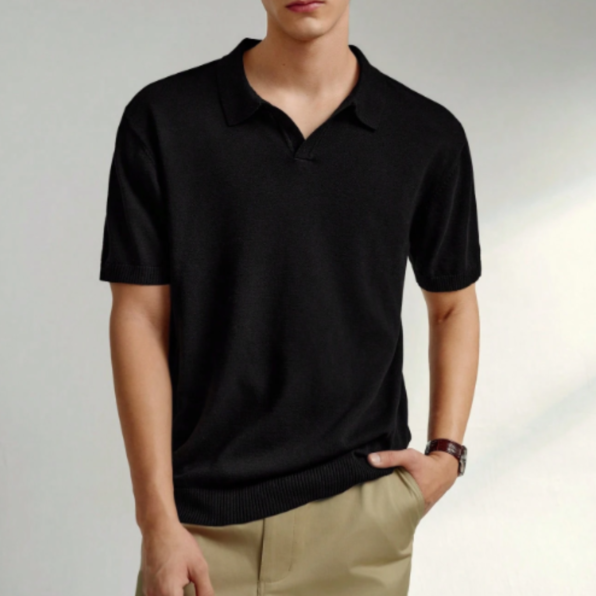 The Darlinghurst Men’s Short Sleeve Knitted Polo Shirt Solid Colour Casual Top