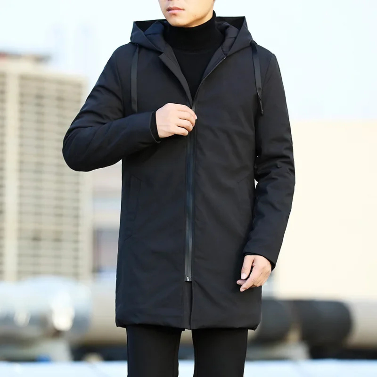 Monarchs Men's Waterproof Windproof Hooded Long Rain Jacket