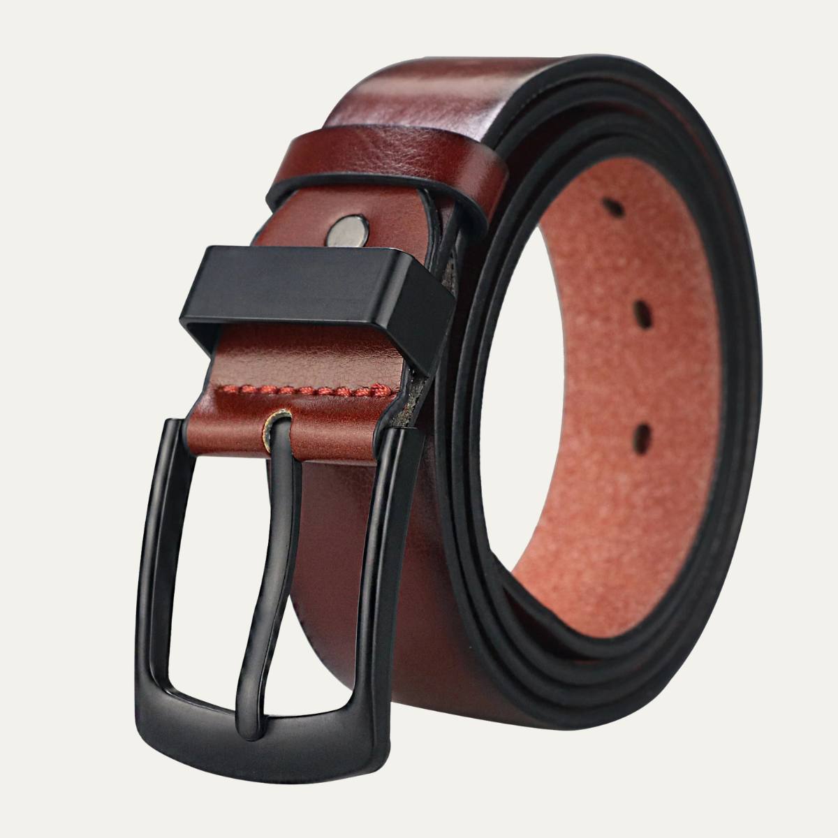 Men’s Leather Belt with Black Pin Buckle