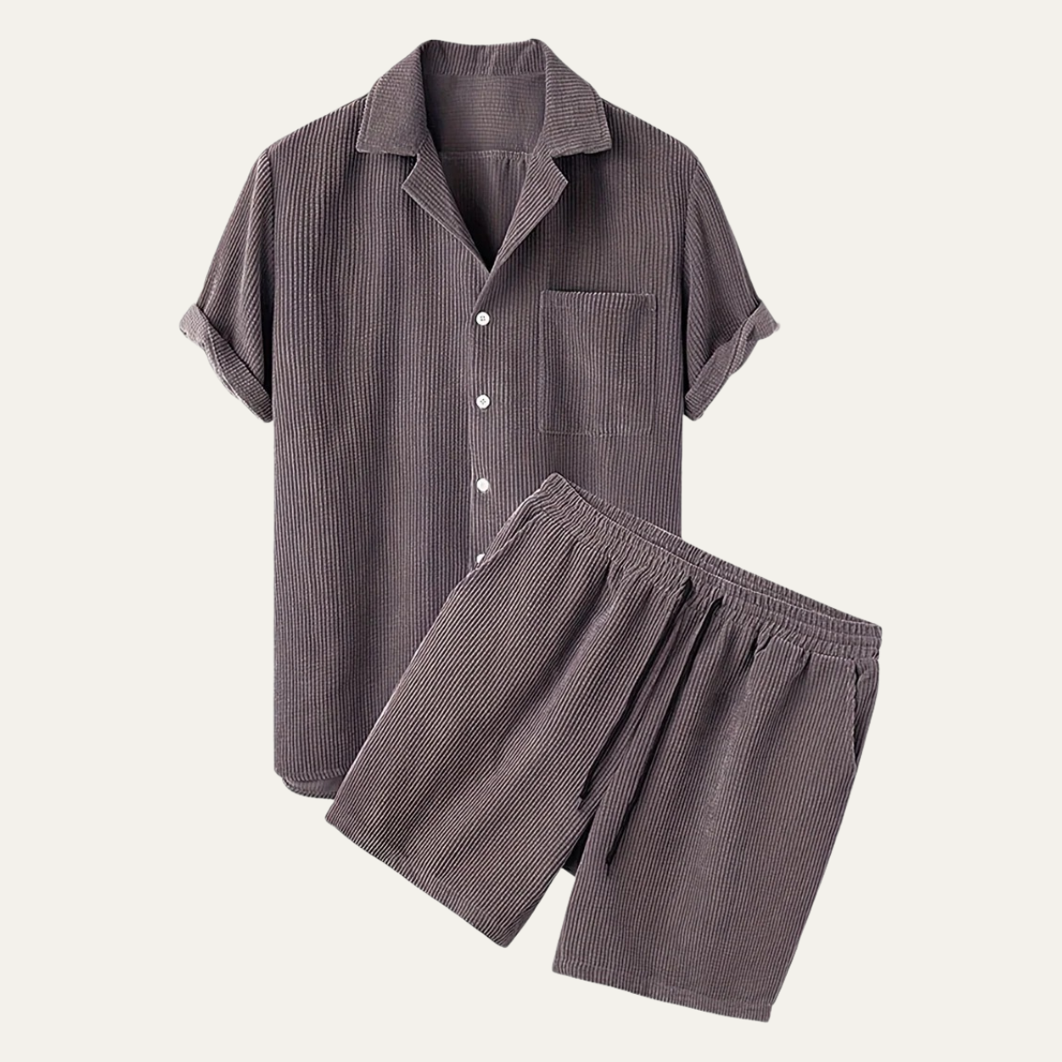 The Ancona Men’s Lounge Co Ord Set - Shirt & Drawstring Shorts