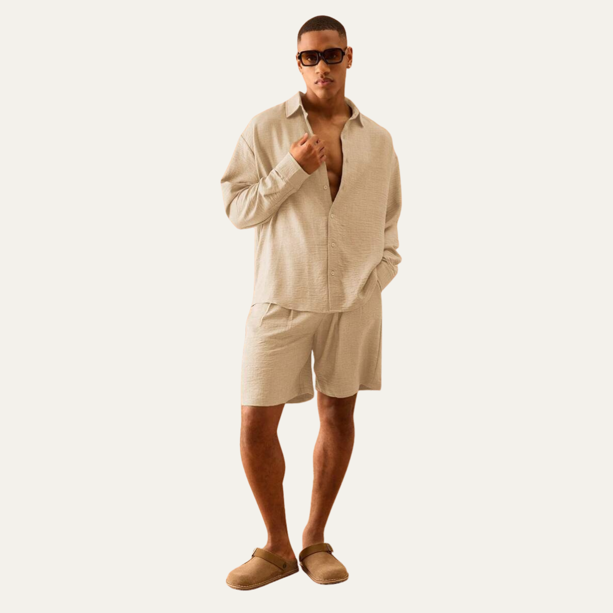 The Dundee Men’s Oversized Long Sleeve Linen Shirt & Short Summer Sets