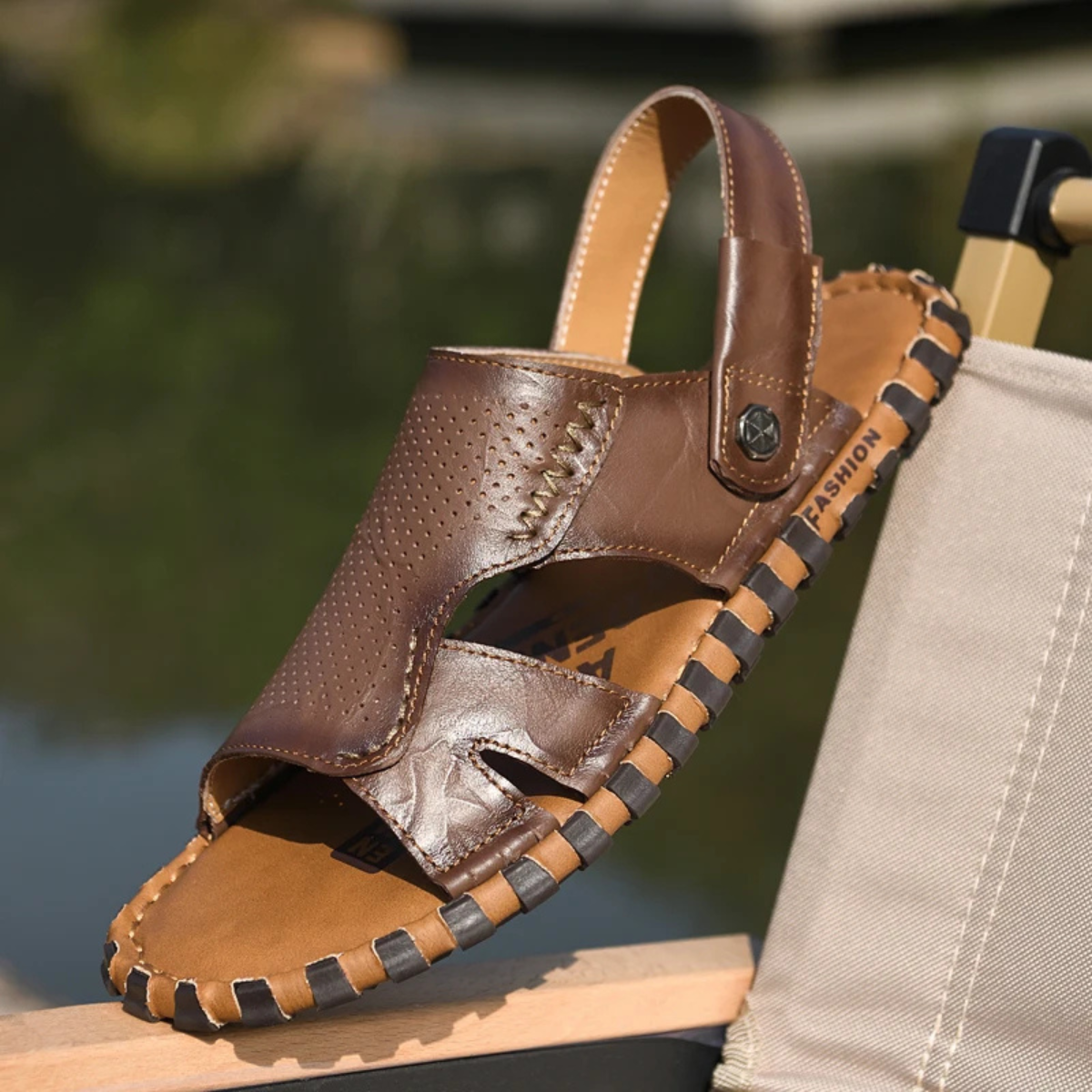 The Assisi Men’s Open Toe Slingback Leather Outdoor Sandals