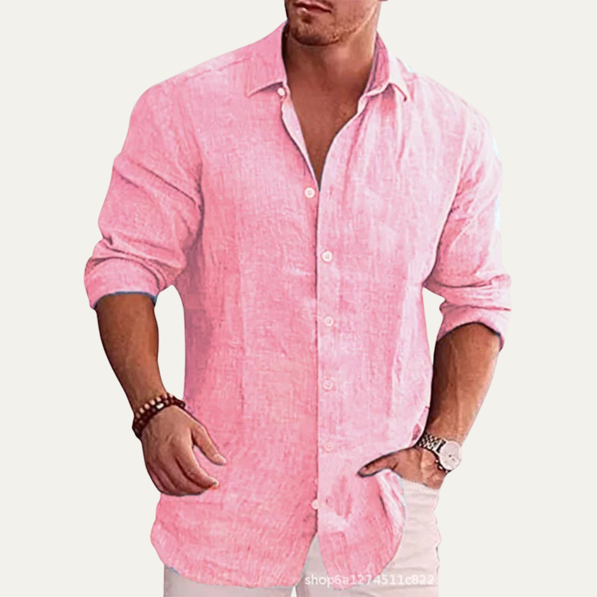 The Cerveteri Men’s Long Sleeve Button Up Linen Shirt