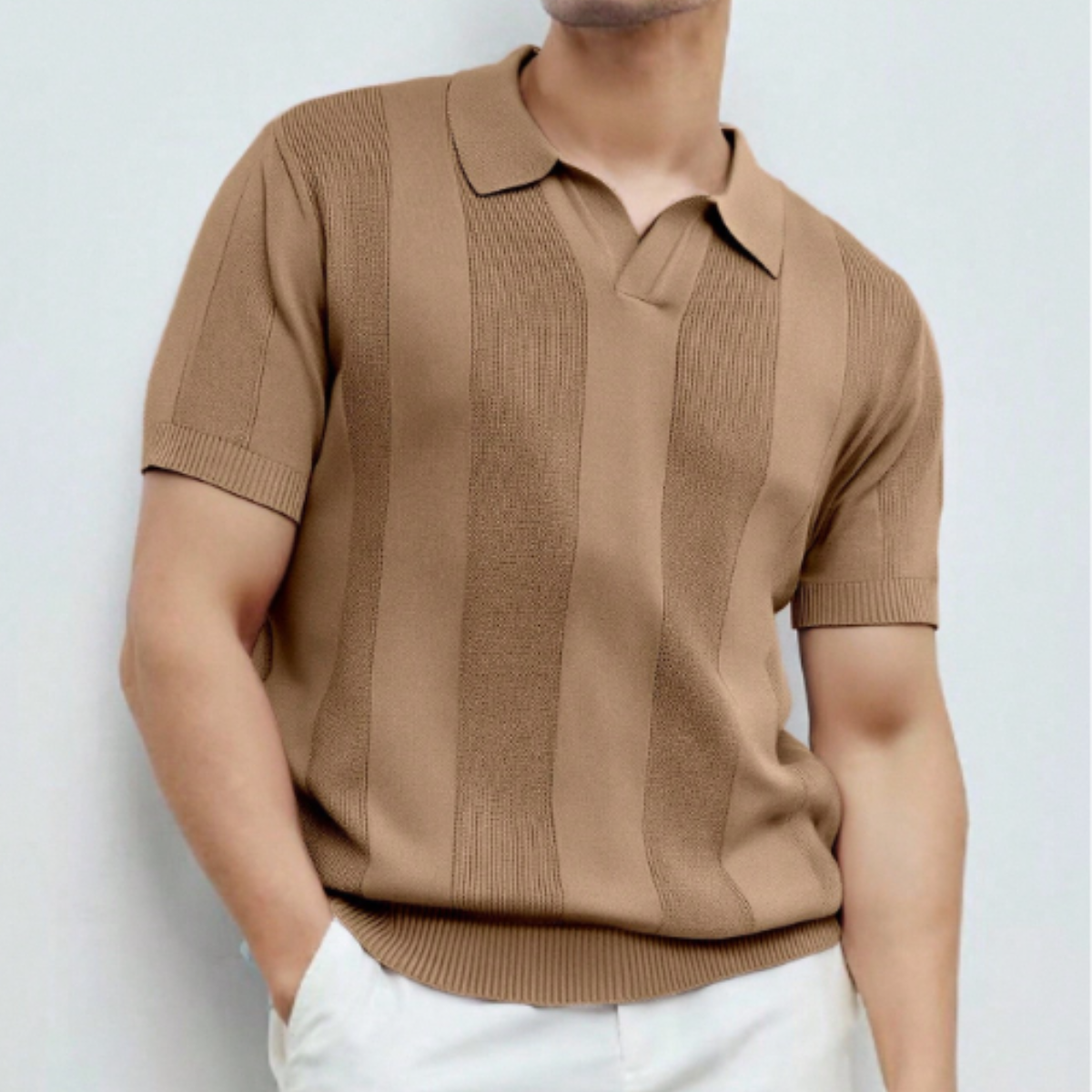 The Pyrmont Men’s Short Sleeve Knitted Polo Shirt Solid Colour Trendy Top