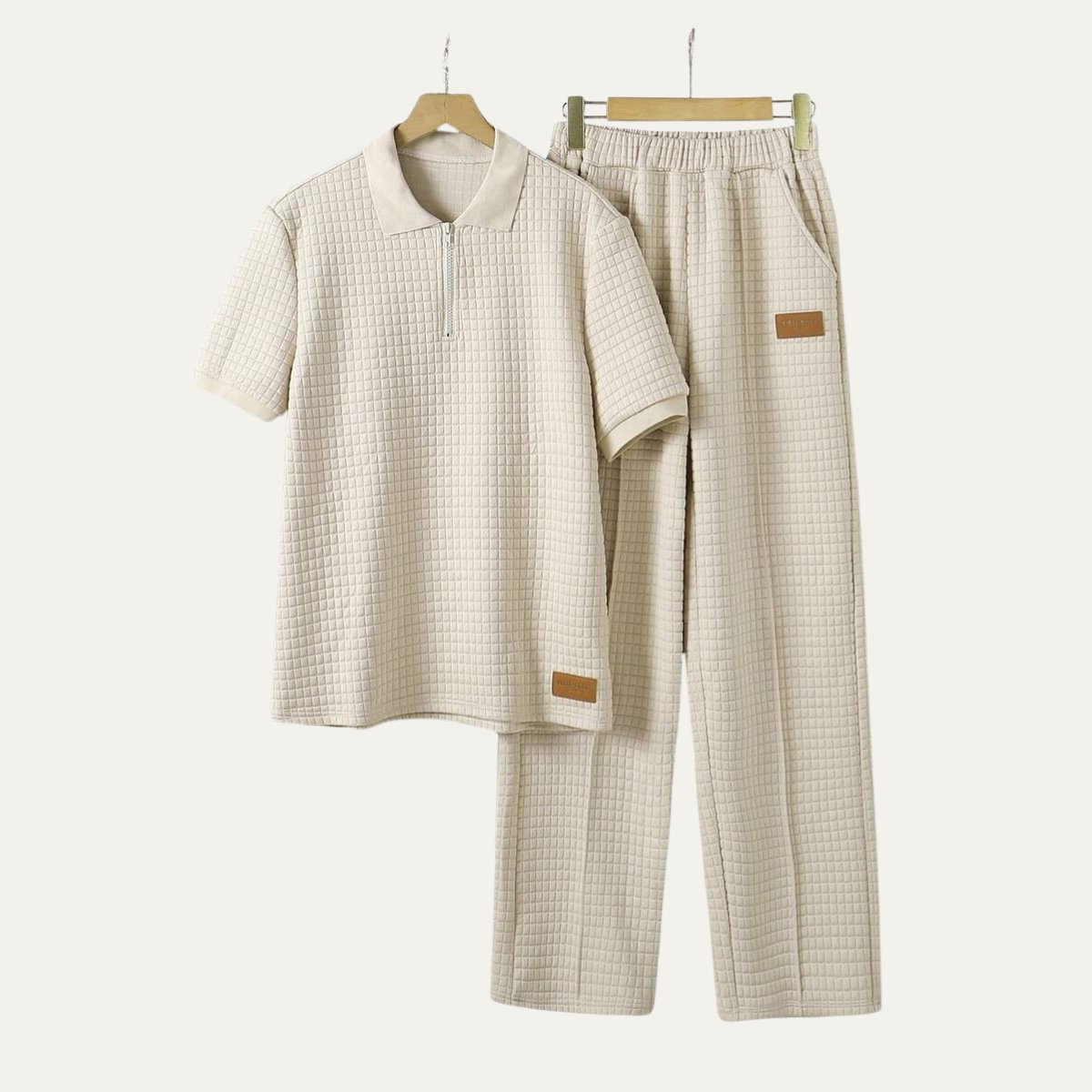 The Fort William Men's Short Sleeve Zip Polo and Knit Trousers Summer Set