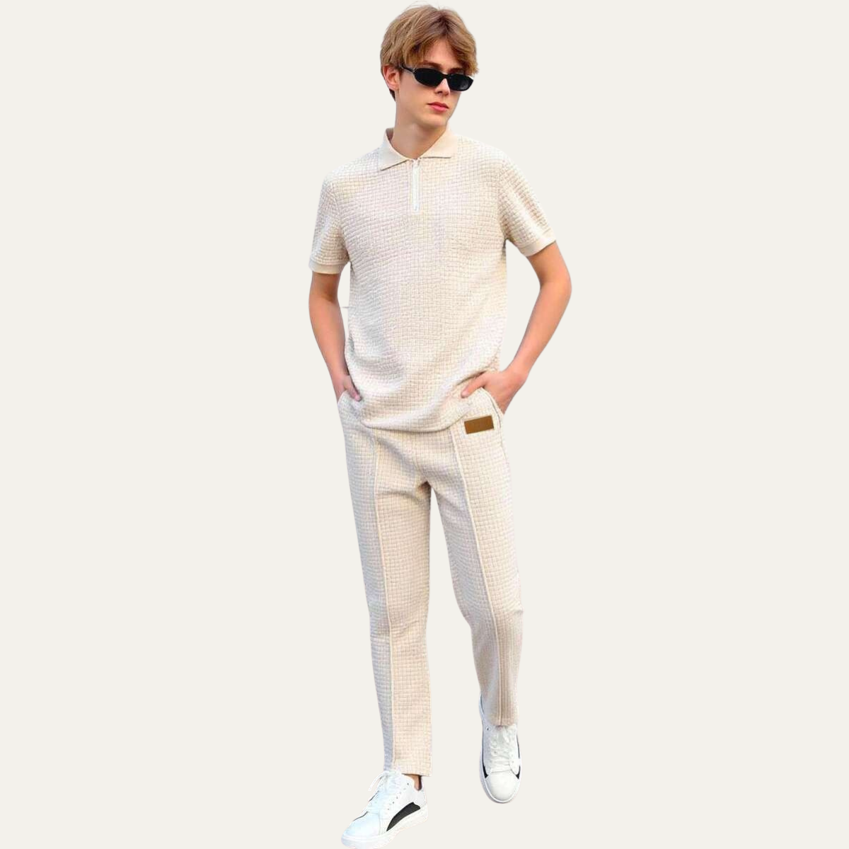 The Fort William Men's Short Sleeve Zip Polo and Knit Trousers Summer Set