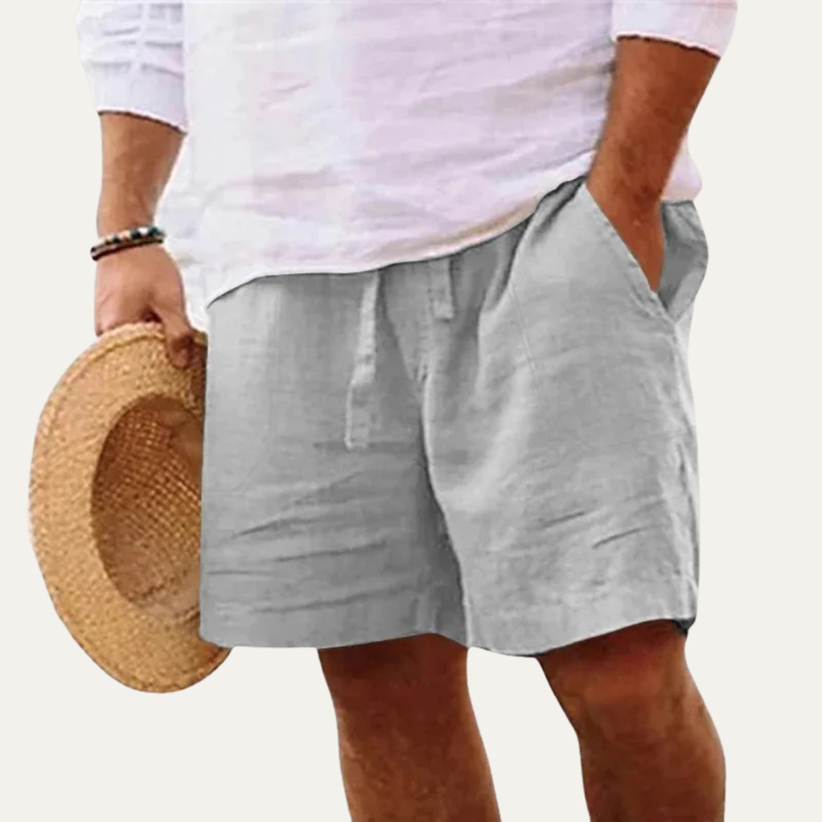 The Viterbo Men’s Elastic Waist Lightweight Linen Shorts