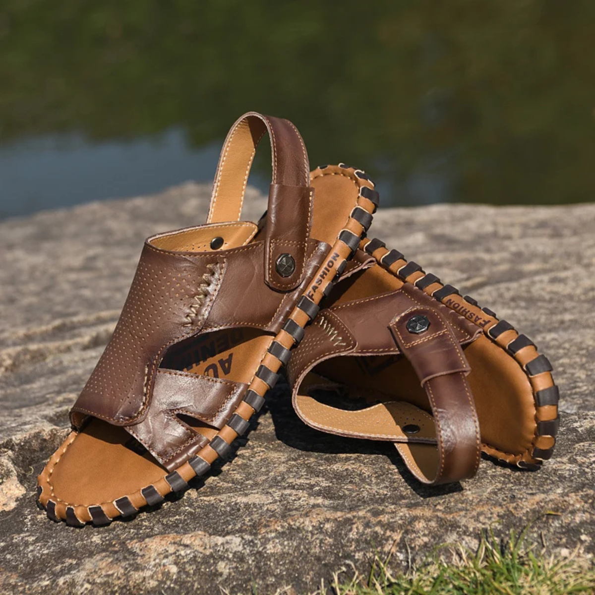The Assisi Men’s Open Toe Slingback Leather Outdoor Sandals