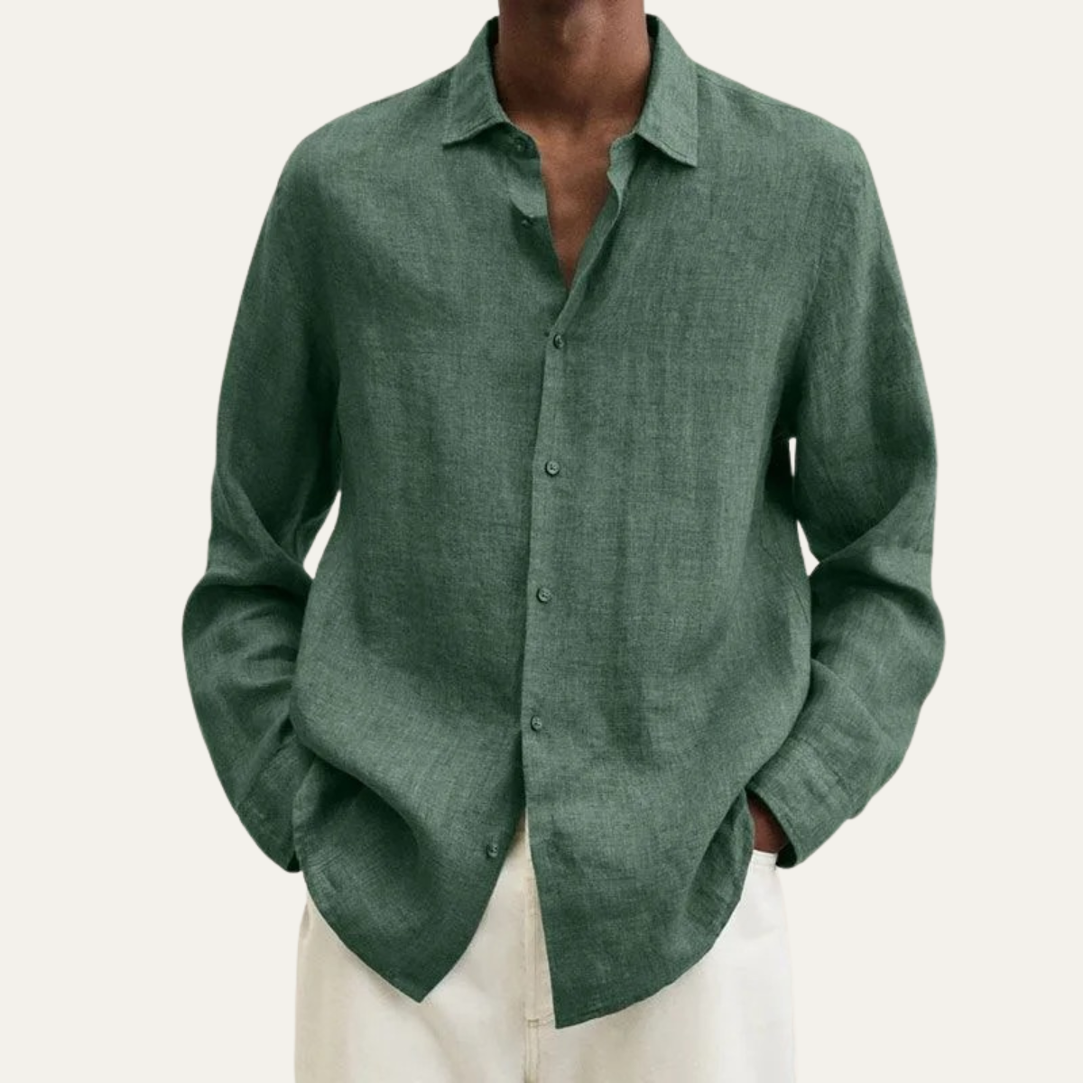 The Dobbiaco Men’s Linen Long Sleeve Shirt – Button Front Breathable Fit
