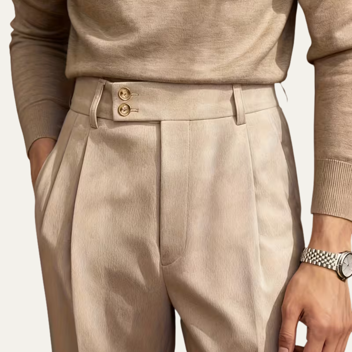 The Perth Men’s Slim Fit High Waisted Straight Leg Dress Trousers