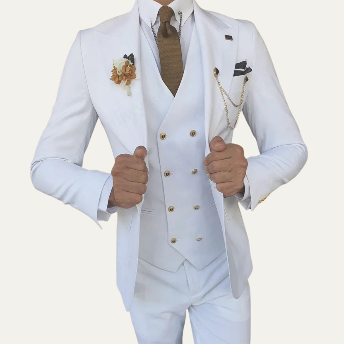 The Mantova Men’s Luxury 3 Piece Suit – Blazer, Waistcoat and Trousers Formal Suit
