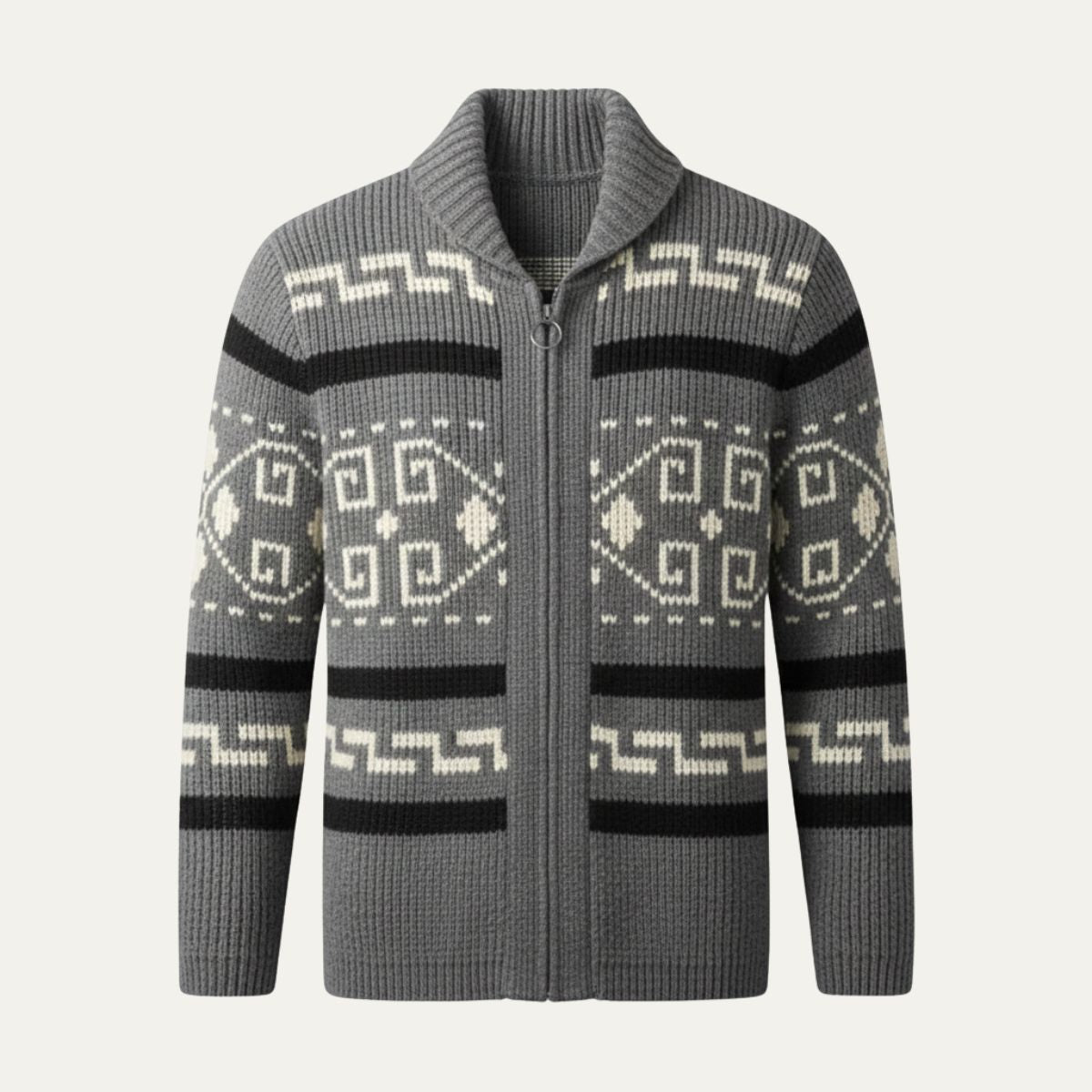 Orvieto Men's Vintage Thick Knit Cardigan with Shawl Collar for Winter