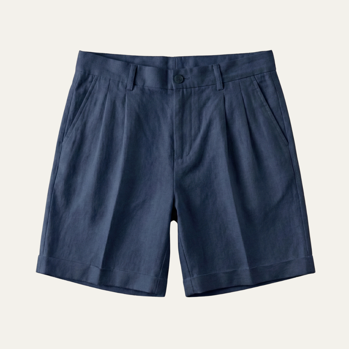 Men’s Linen Casual Shorts – Lightweight Summer Folded Hem Outdoor Shorts