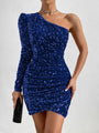 Women's Open Shoulder Backless Glitter Dress