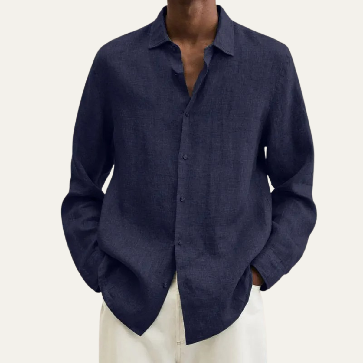 The Brunico Men’s Linen Long Sleeve Shirt – Button Front Trendy Fit