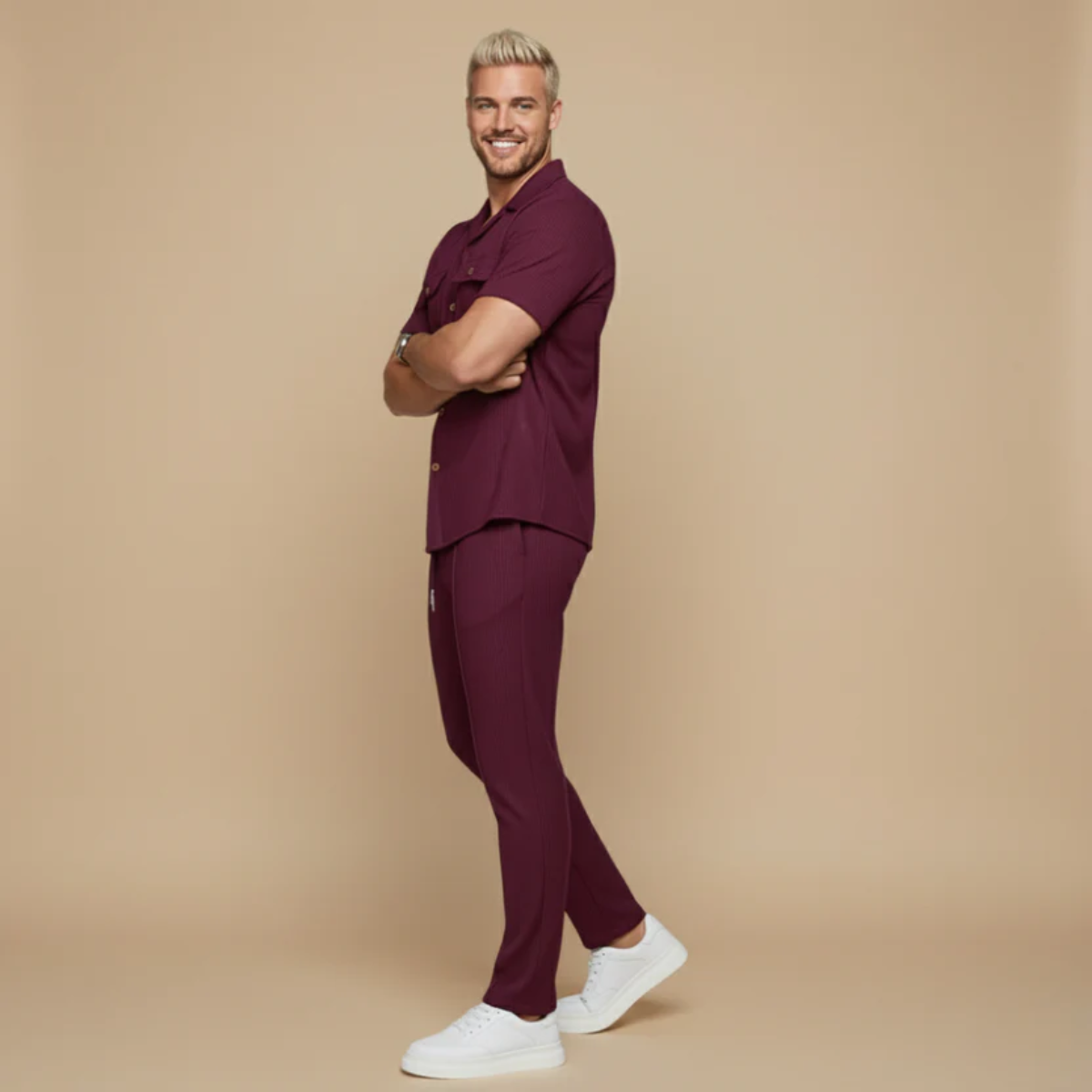 The Savigliano Men's Short Sleeve Shirt and Trousers Set