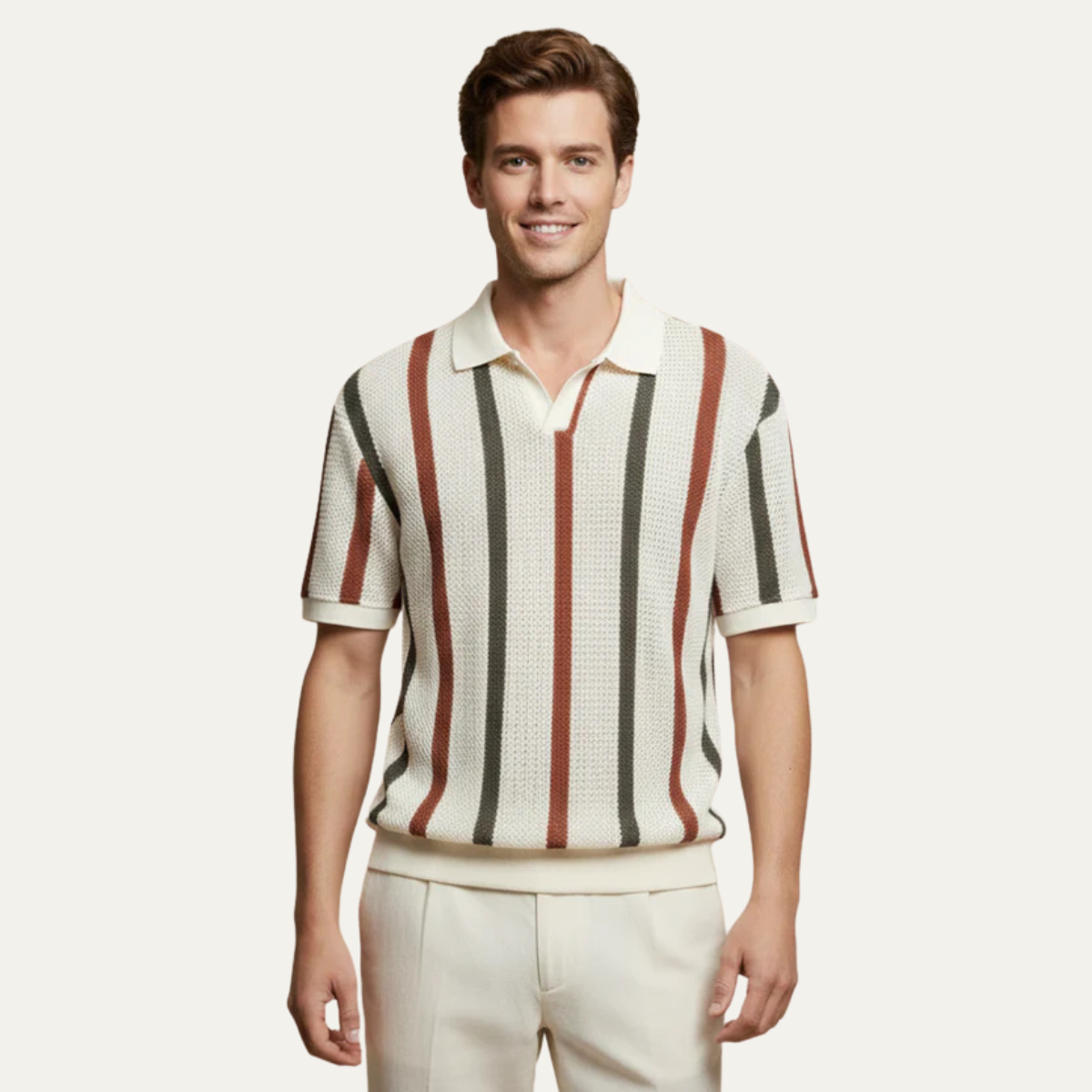 The Brianza Men’s Vintage Style Striped Knit Polo