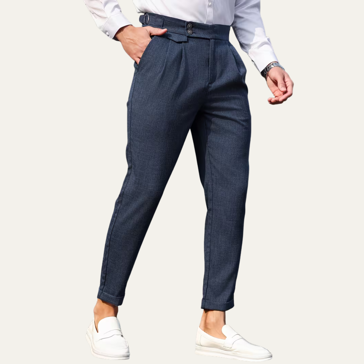 The Hobart Men’s Tailored High Waisted Pleated Dress Trousers