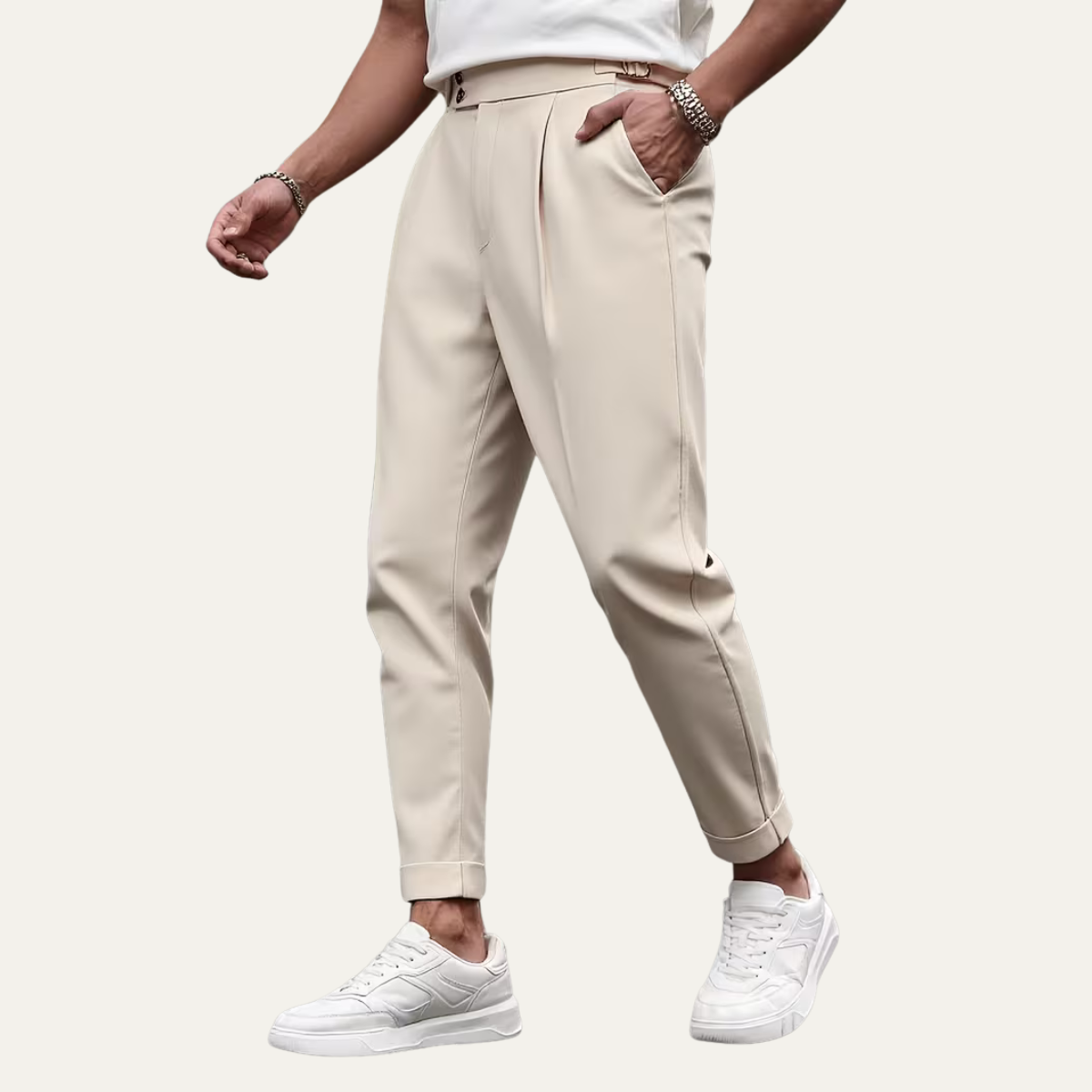 The Dromana Men’s Tailored Smart Slim Fit Pleated Dress Trousers