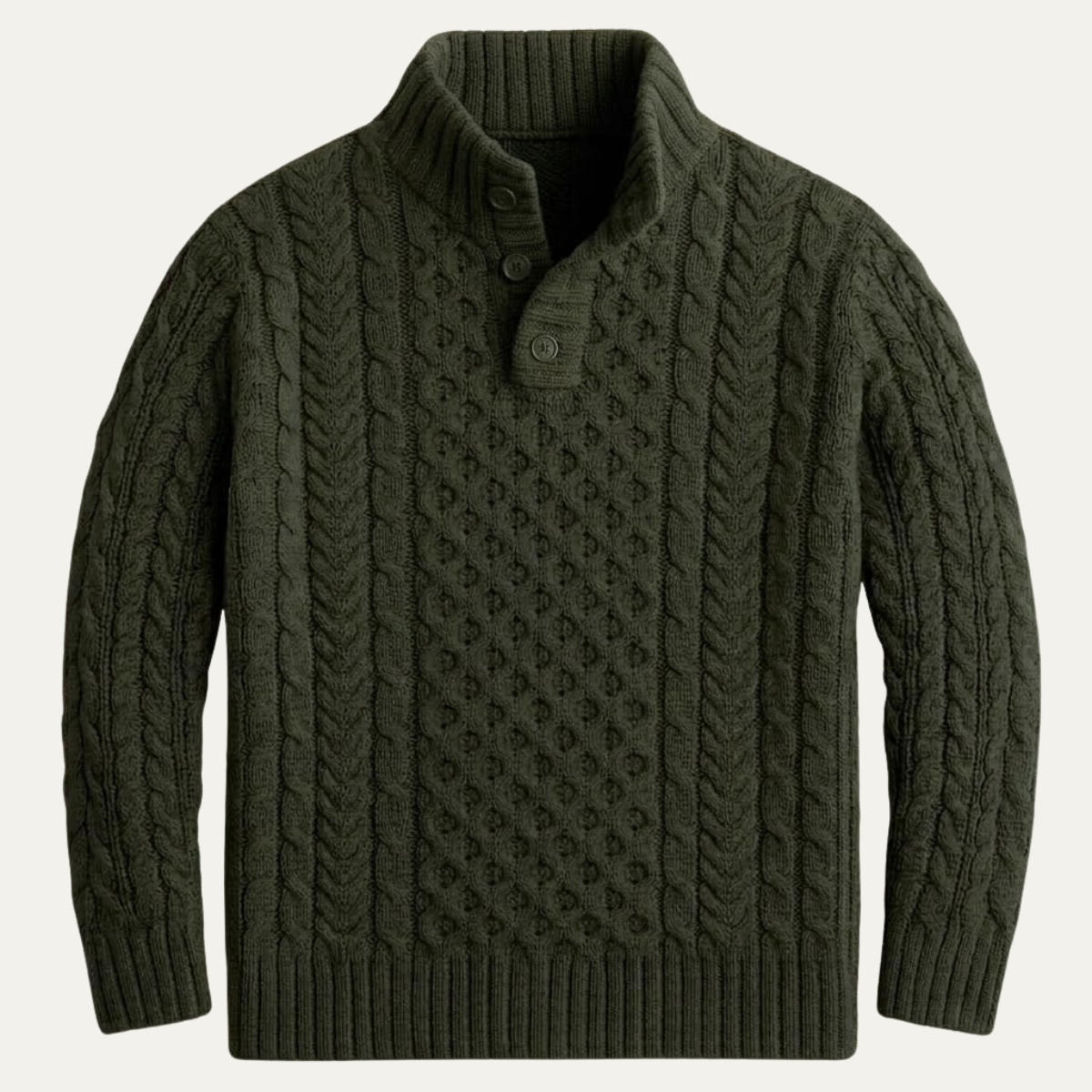 Brighton Men's Cable Knit Sweater with Chunky Button Neck