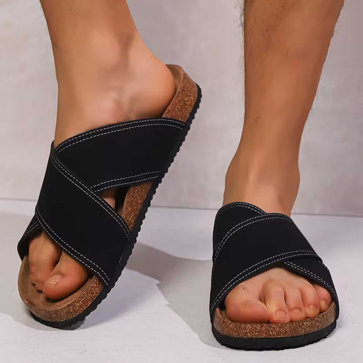 The Capri Men’s Trendy Cross Strap Casual Slide Sandals
