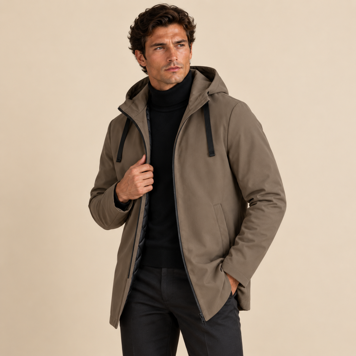 Monarchs Men's Waterproof Windproof Hooded Long Rain Jacket