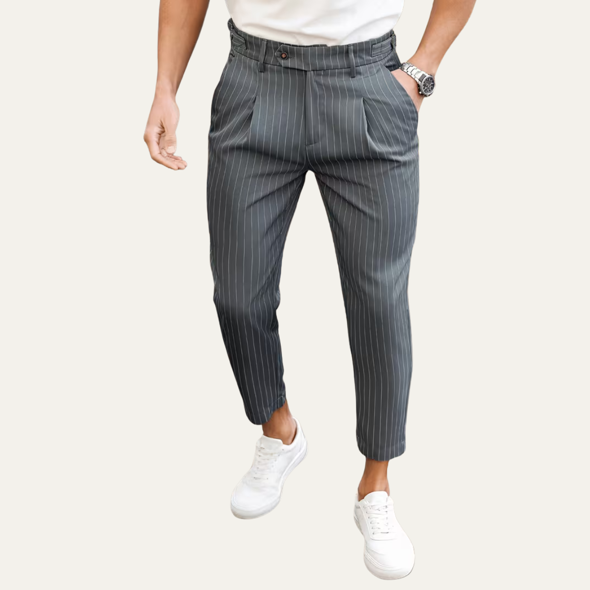 The Cullen Bay Men’s  Slim Fit  Pinstripe Pleated Dress Trousers