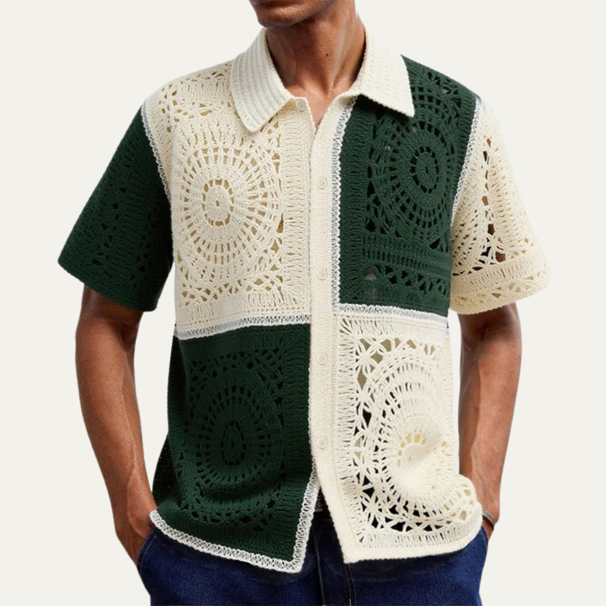 The Montefalco Men’s Trendy Crochet Polo Shirt