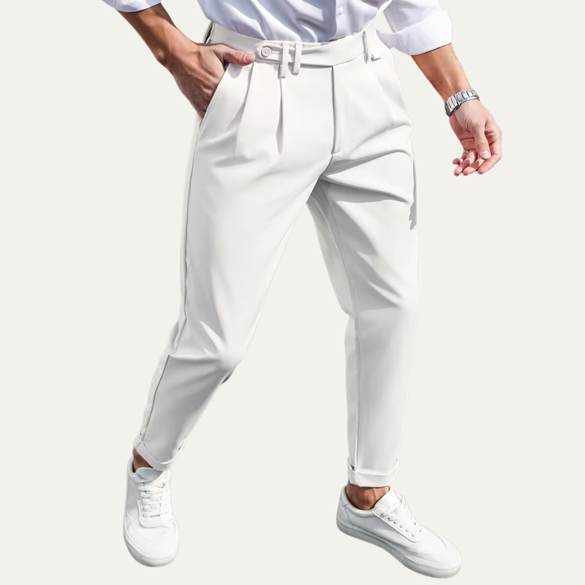 The Burleigh Men’s Tailored Slim Fit Pleated Casual Dress Trousers