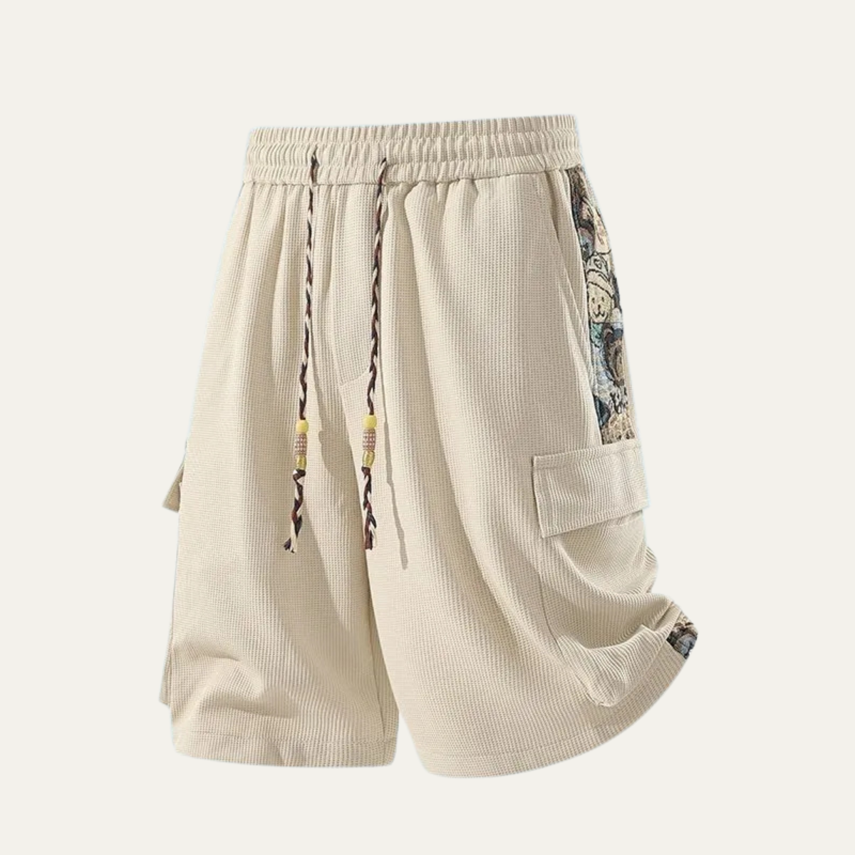 The Balmain Men’s Textured Casual Shorts Elastic Waist Drawstring Summer Shorts