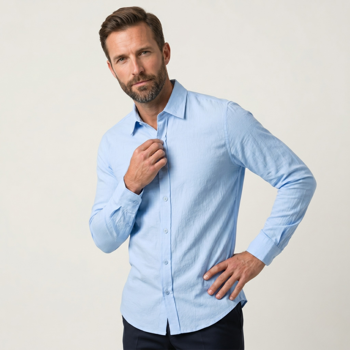 The Levico Men’s Casual Cotton Linen Business Shirt