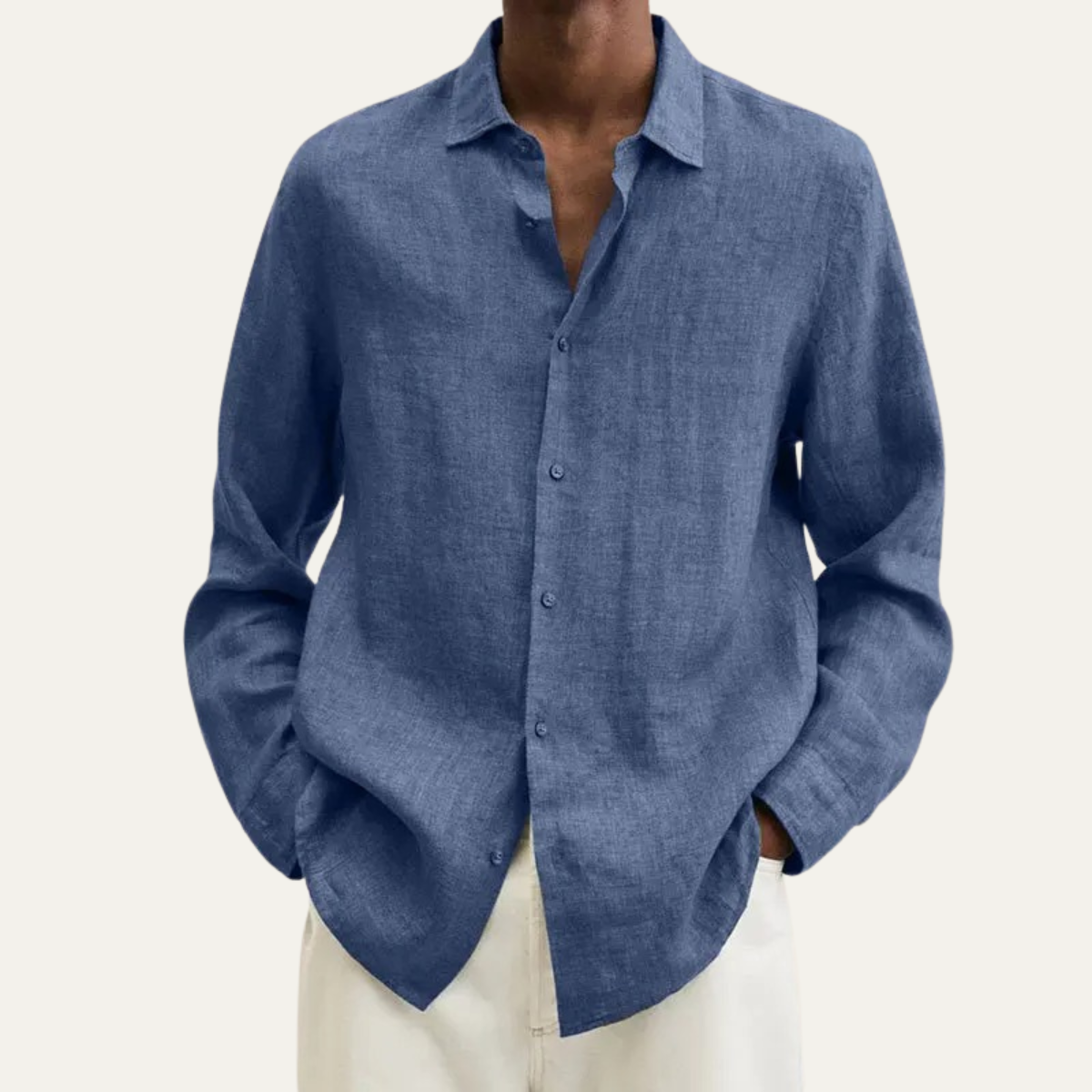 The San Cassiano Men’s Linen Long Sleeve Shirt – Button Front Relaxed Fit