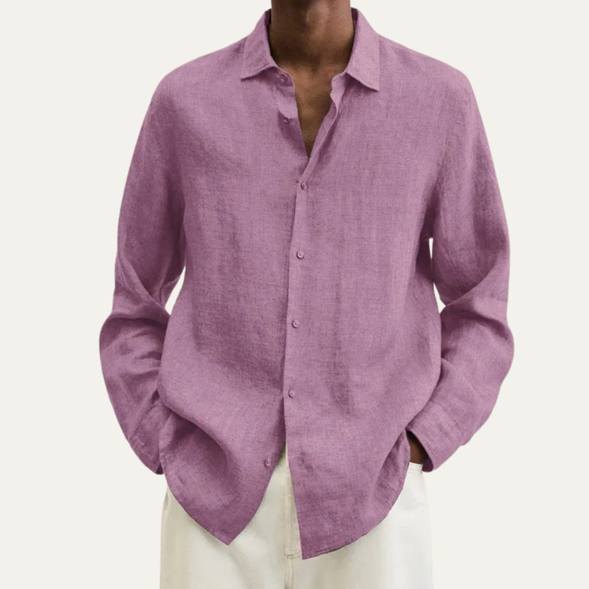 The San Candido Men’s Linen Long Sleeve Shirt – Button Front Casual Fit