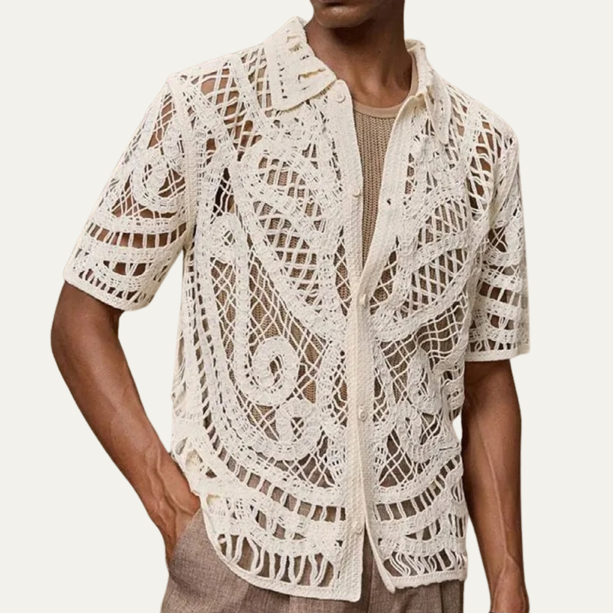 The Castelvetro Men’s Hollow Knit Polo Shirt