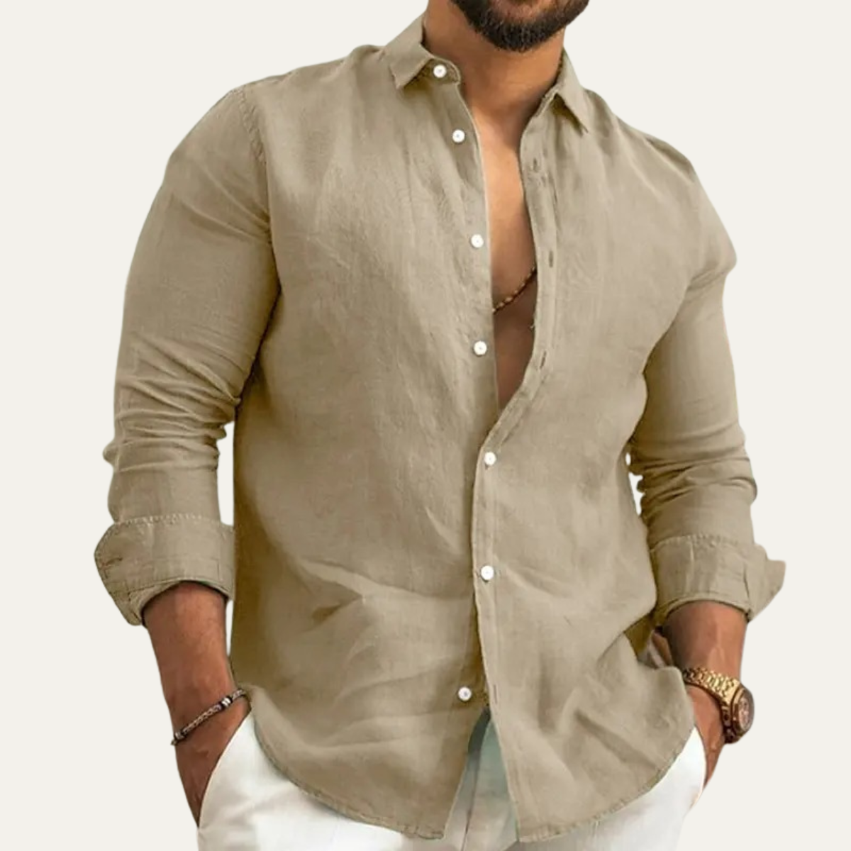The Polignano Men’s Relaxed Button-Up Linen Summer Shirt