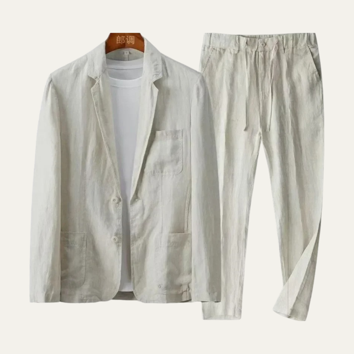 The Treviso Men’s Lightweight Linen Blazer and Trousers Set – Casual Two Piece Suit