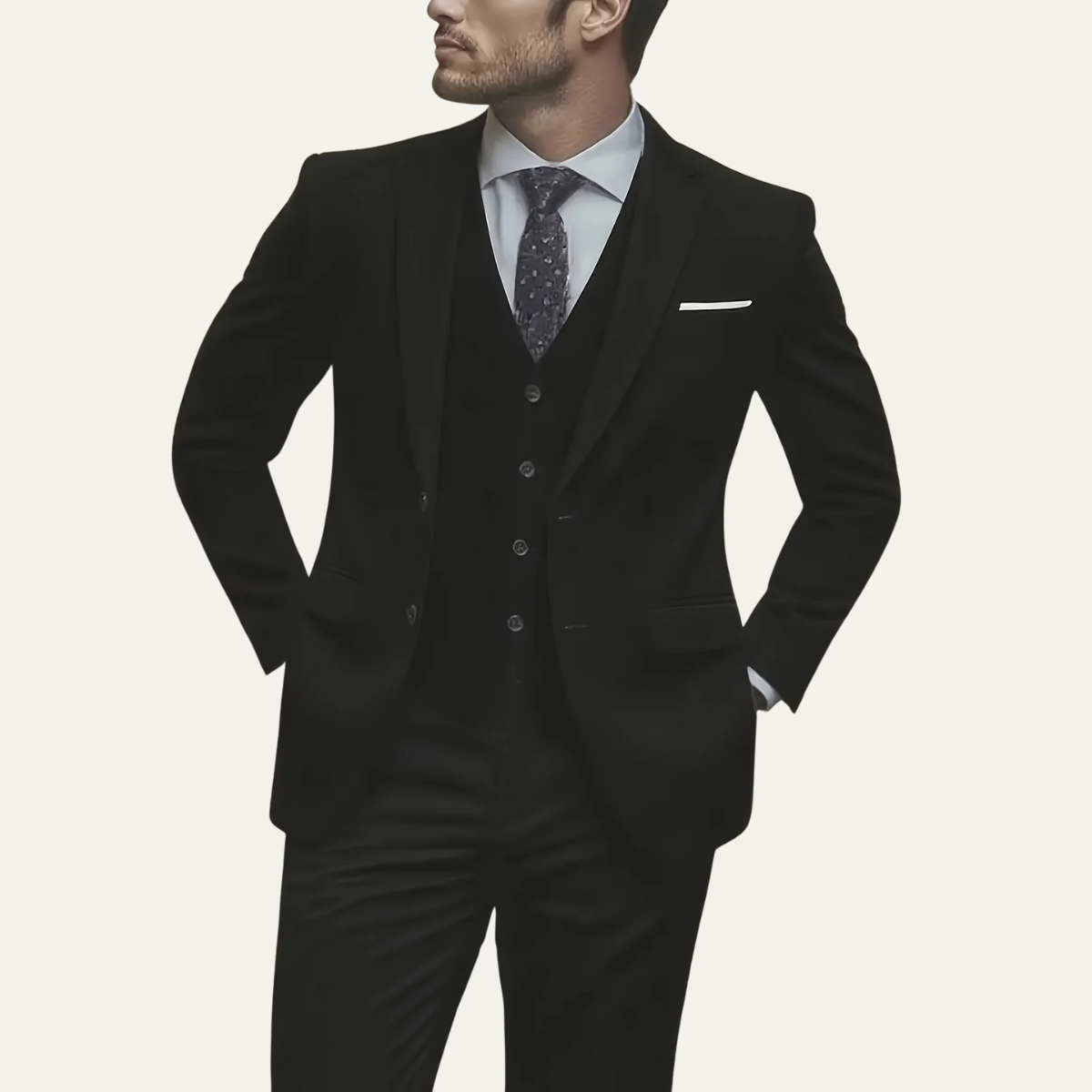 The Barbaresco Men’s Elegant 3 Piece Suit Set – Blazer Gilet and Trousers Formal Suit