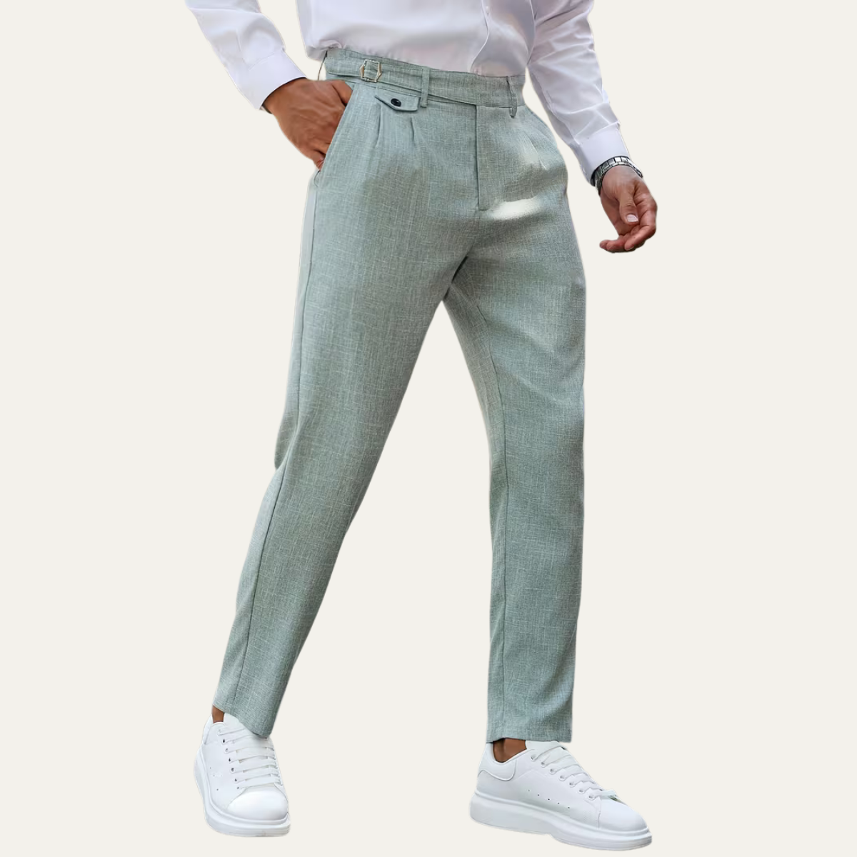 The Brisbane Men’s Tailored Casual Dress Trousers with Pleated Details