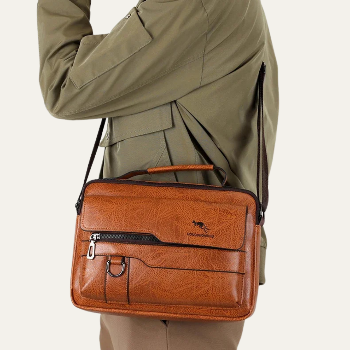 Men’s Casual Crossbody Leather Shoulder Handbag