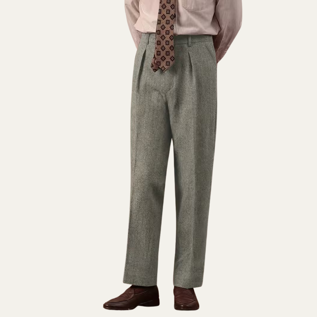 The Red Hill Men’s High Waisted Houndstooth Pleated Dress Trousers