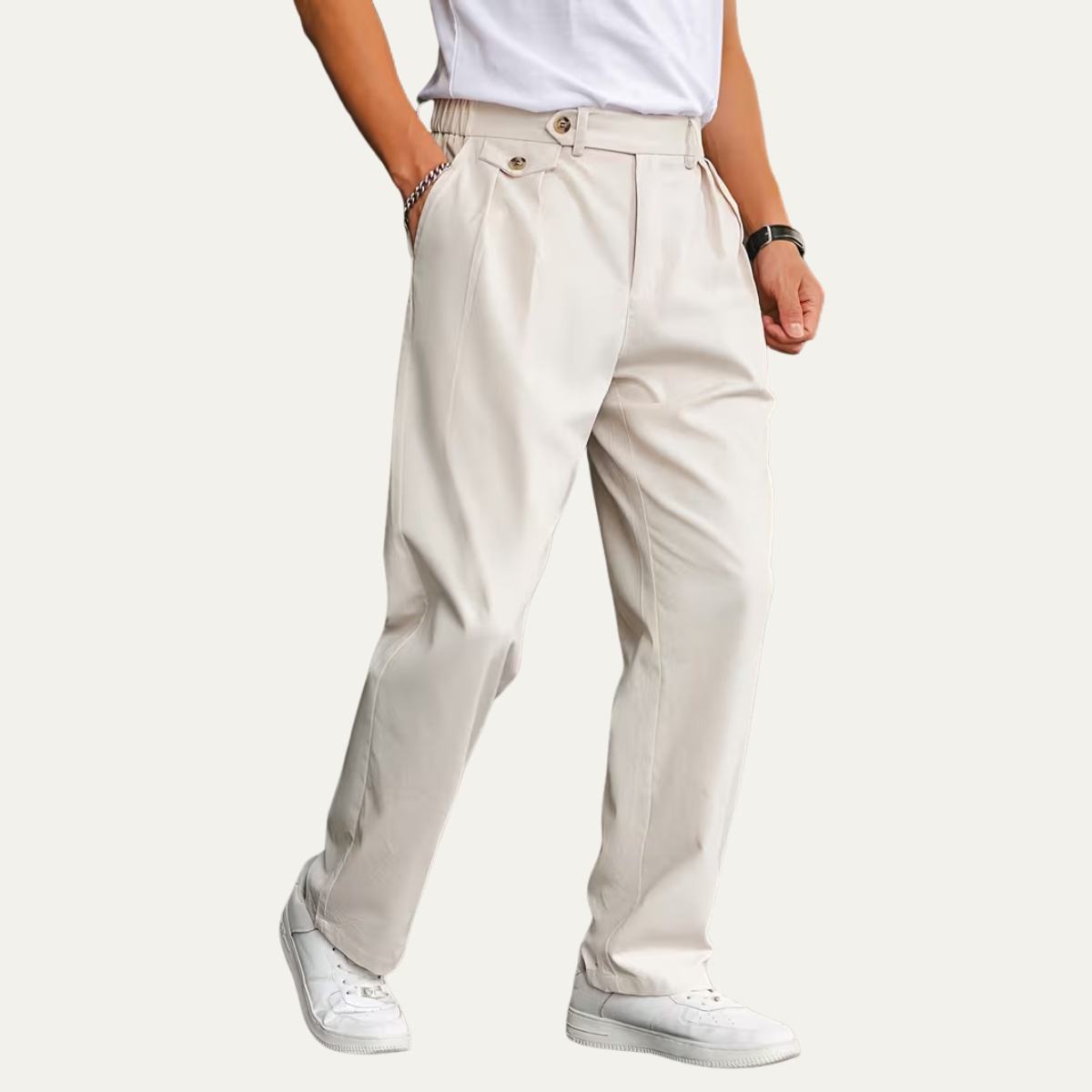 The Sunshine Coast Men’s Double Pleat Tailored Suit Smart Dress Trousers