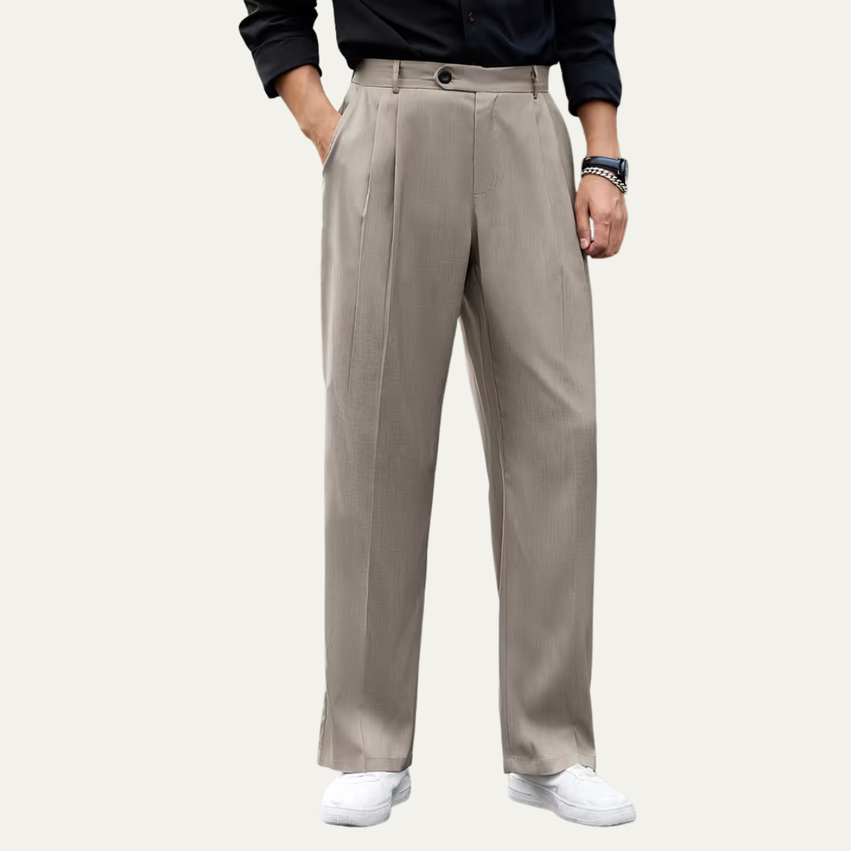 The Cottesloe Men’s Gurkha Wide Leg Pleated Smart Casual Dress Trousers