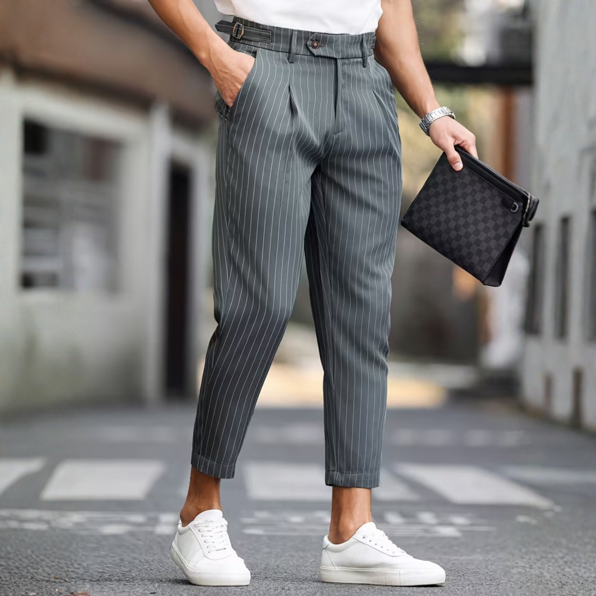 The Siena Men’s Casual Slim Fit Trousers with Pleats