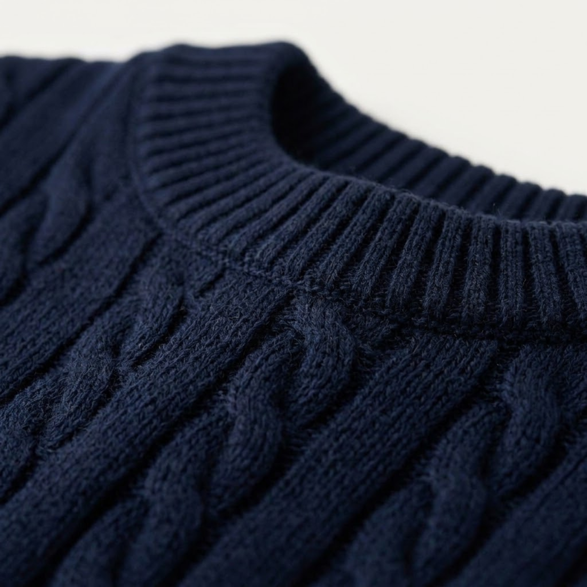 Cashmere Merino Wool Knit Jumper for Men - Navy Blue
