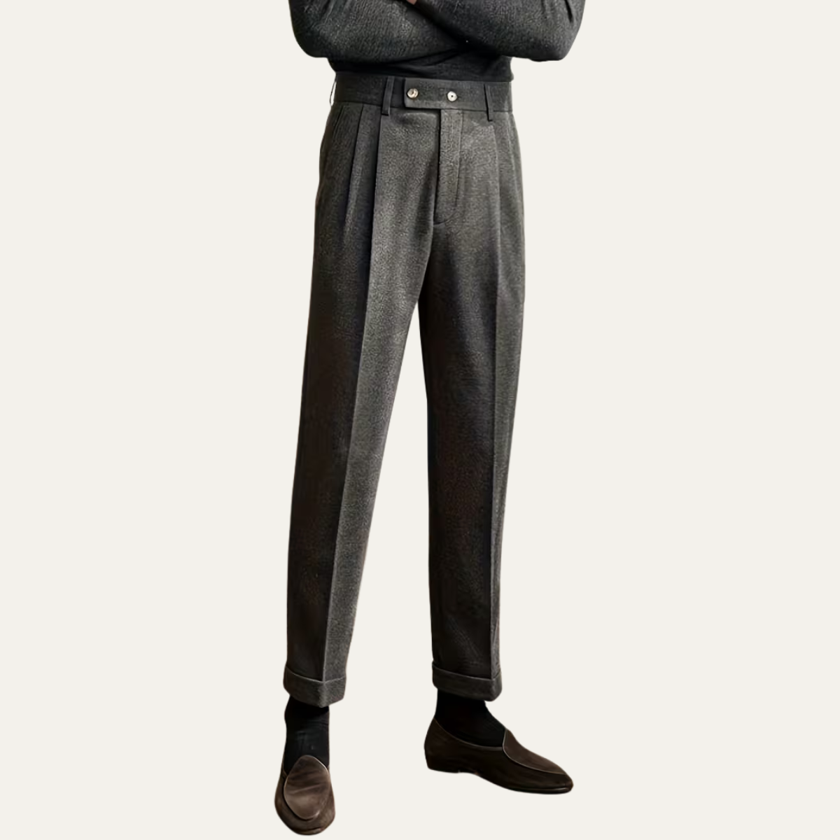 The Gold Coast Men’s High Waisted Pleated Straight Leg Dress Trousers