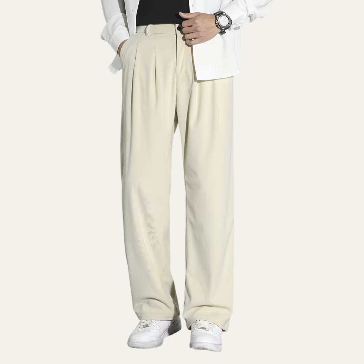 The Caloundra Men’s Premium Wide Leg Corduroy Pleated Dress Trousers
