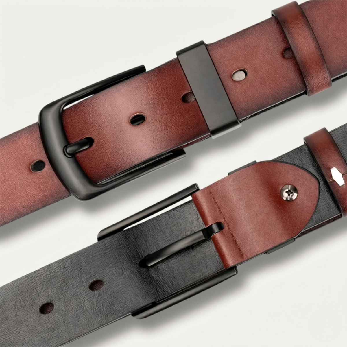Men’s Leather Belt with Black Pin Buckle