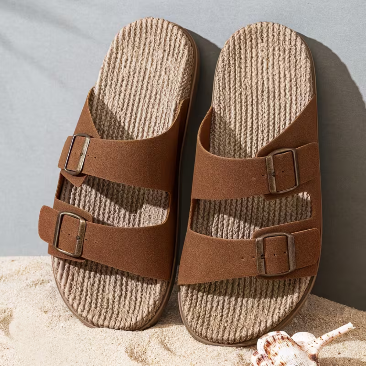 The Varenna Men’s Casual Double Buckle Slip On Sandals
