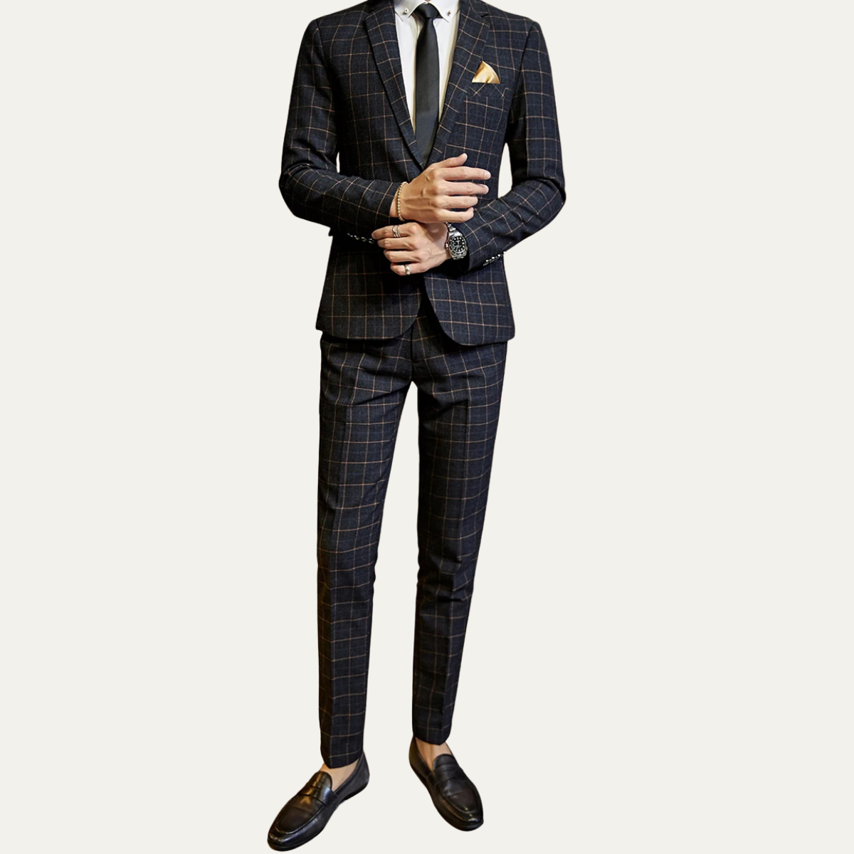 The Padova Men’s Plaid 3 Piece Suit – Slim Fit Blazer, Waistcoat and Trousers
