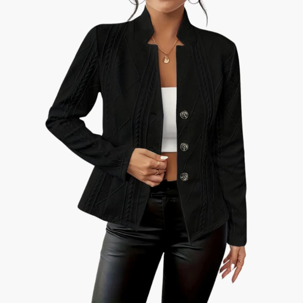 Women's Lapel Blazer with Button Closure